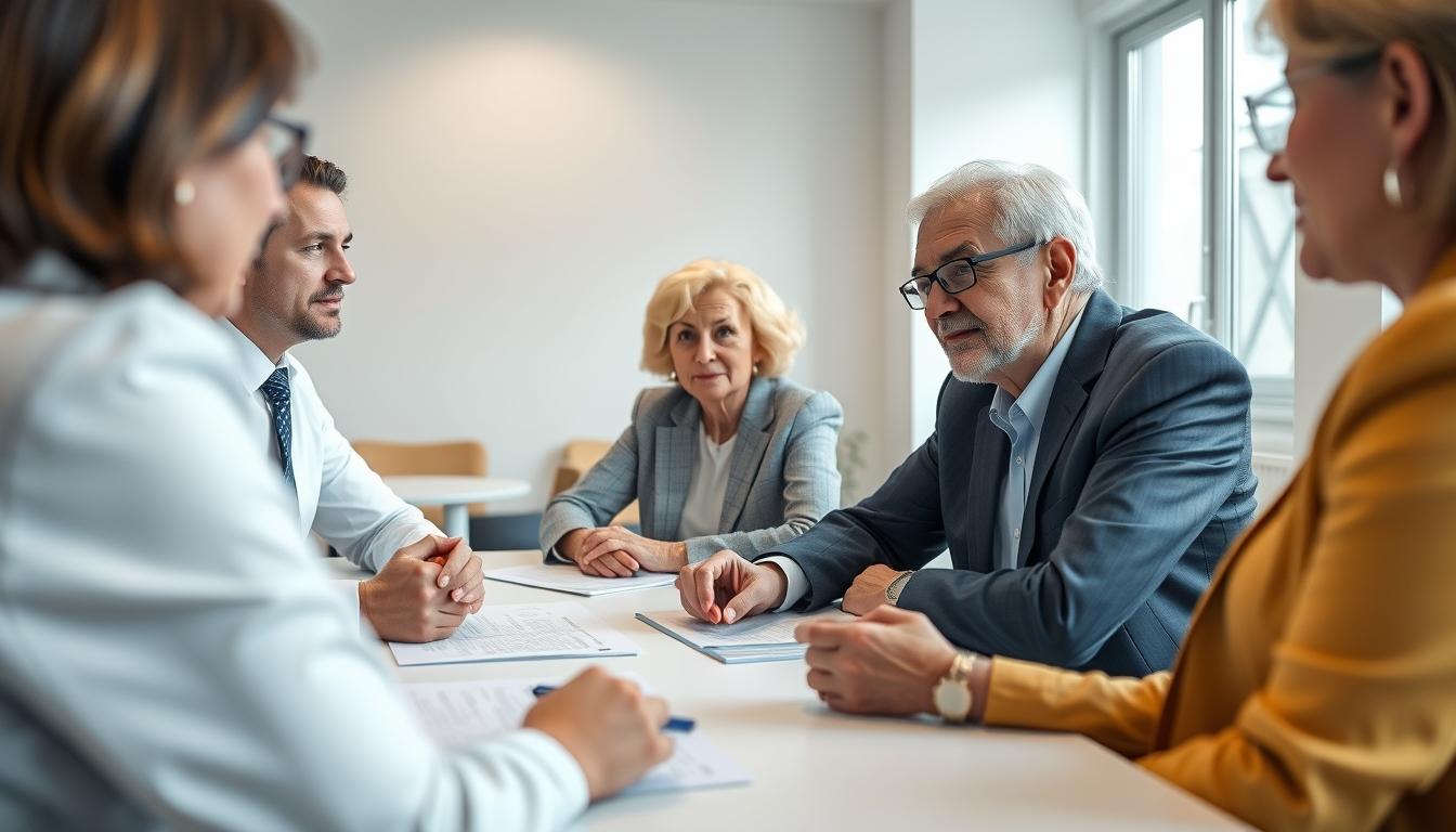 Family reviewing legal documents